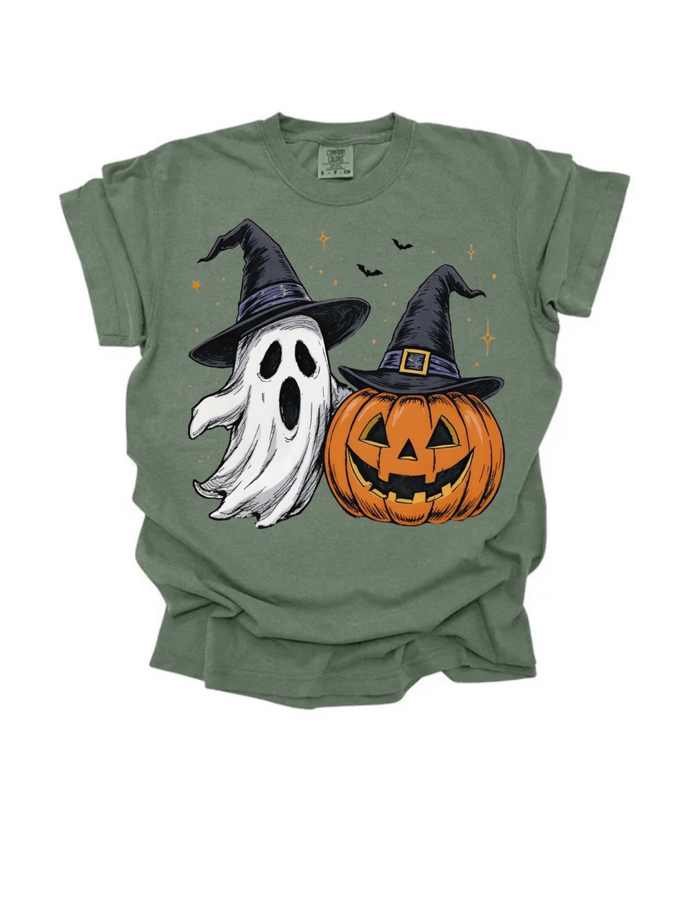 Comfort Colors Moss Halloween Ghost & Pumpkin Tee